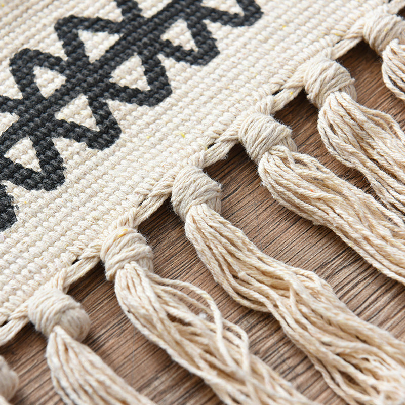Avtoit | Southwestern Bedroom Rug Multicolor Geometric Print Rug Polypropylene Machine Washable Rug with Fringes