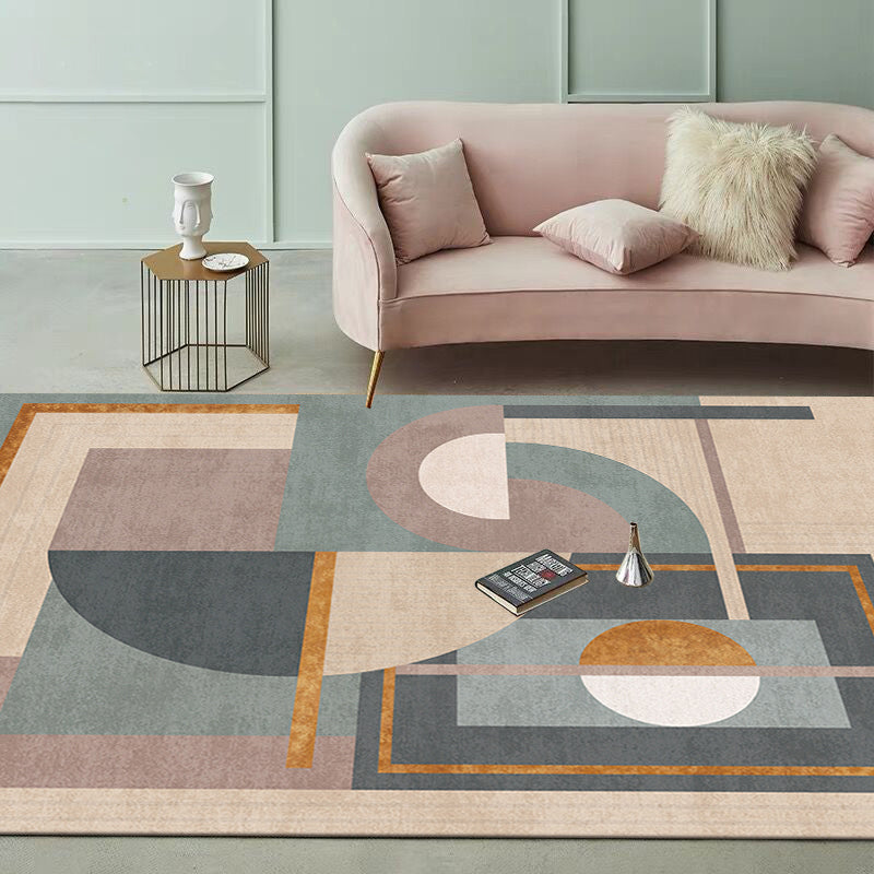 Avtoit | Morandi color geometric rug synthetic western rug non-slip backing machine washable rug for the living room