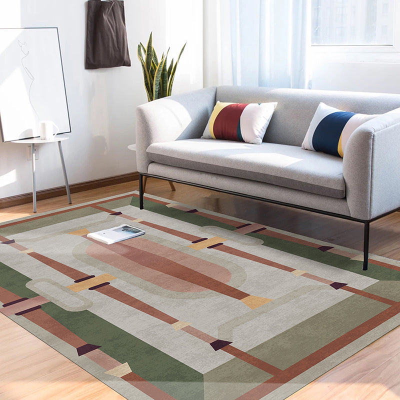 Avtoit | Morandi color geometric rug synthetic western rug non-slip backing machine washable rug for the living room