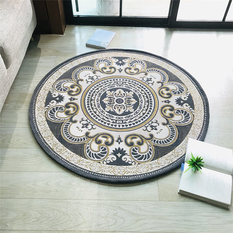 Avtoit | Western Living Room Carpet Multicolor Floral Pattern Area Rug Polyester Non-Slip Back Washable Rug