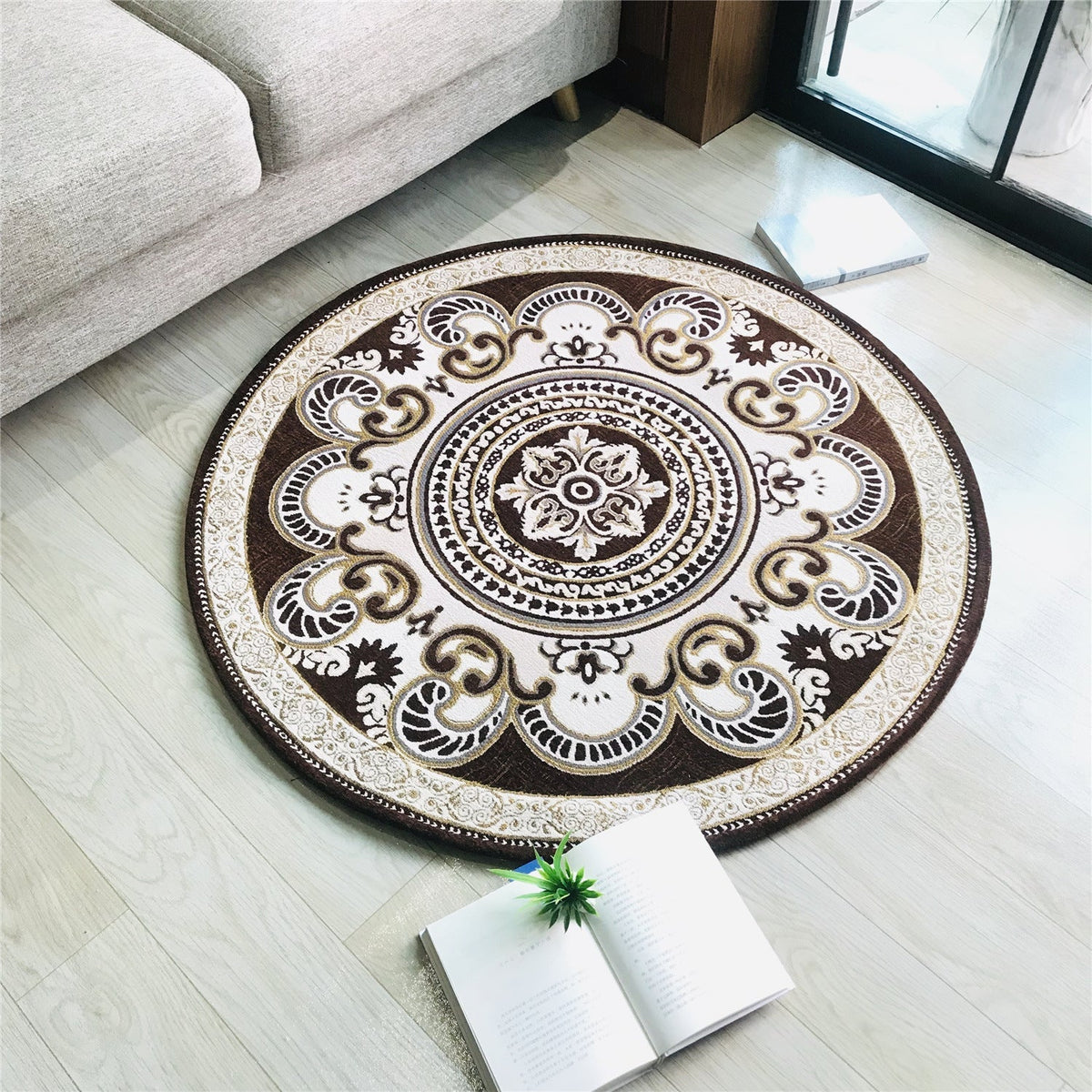 Avtoit | Western Living Room Carpet Multicolor Floral Pattern Area Rug Polyester Non-Slip Back Washable Rug