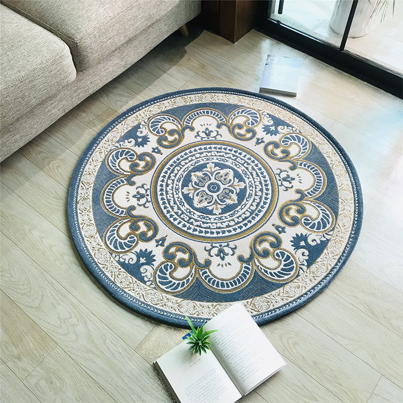 Avtoit | Western Living Room Carpet Multicolor Floral Pattern Area Rug Polyester Non-Slip Back Washable Rug