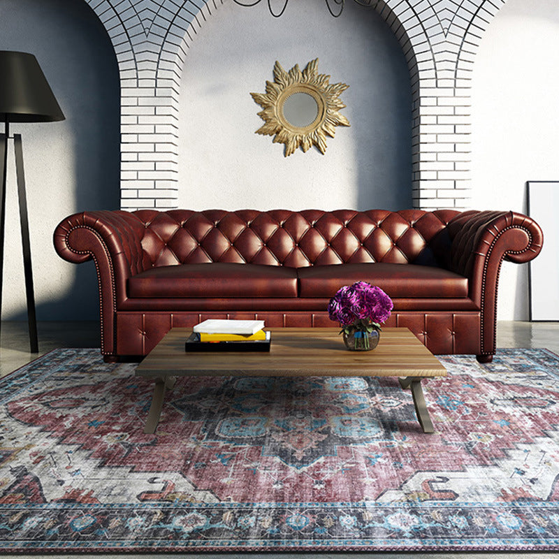 Avtoit | Retro Floral Print Rug Multicolored Rustic Area Rug Polypropylene Easy Care Non-Slip Backing Rug for Room