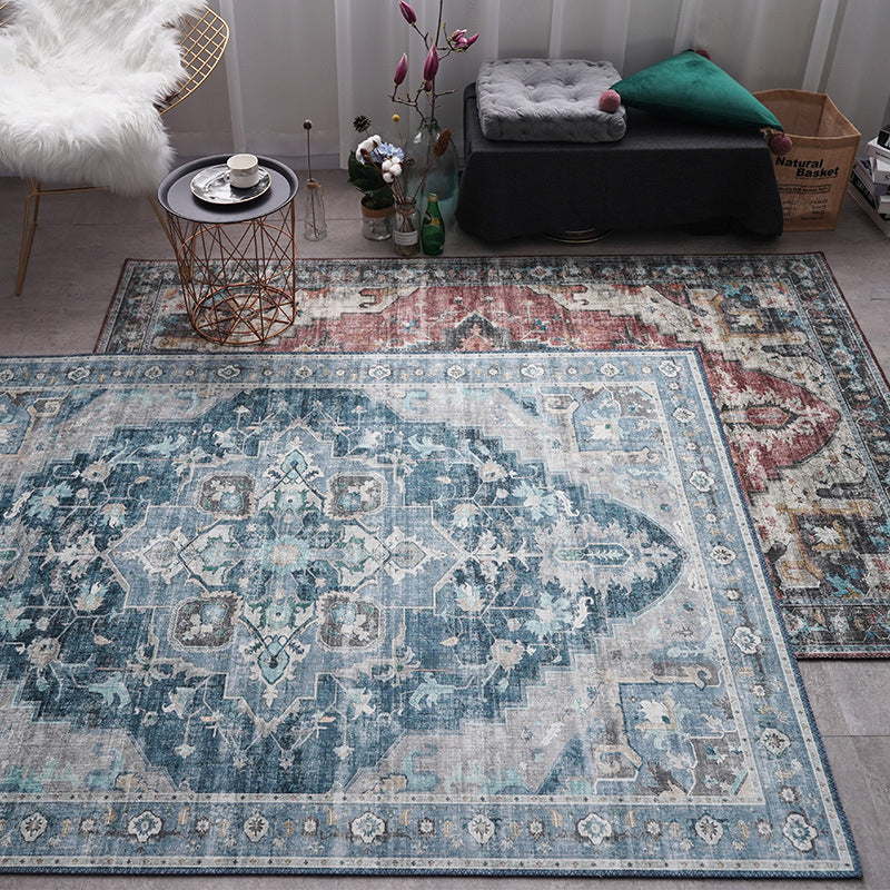 Avtoit | Retro Floral Print Rug Multicolored Rustic Area Rug Polypropylene Easy Care Non-Slip Backing Rug for Room