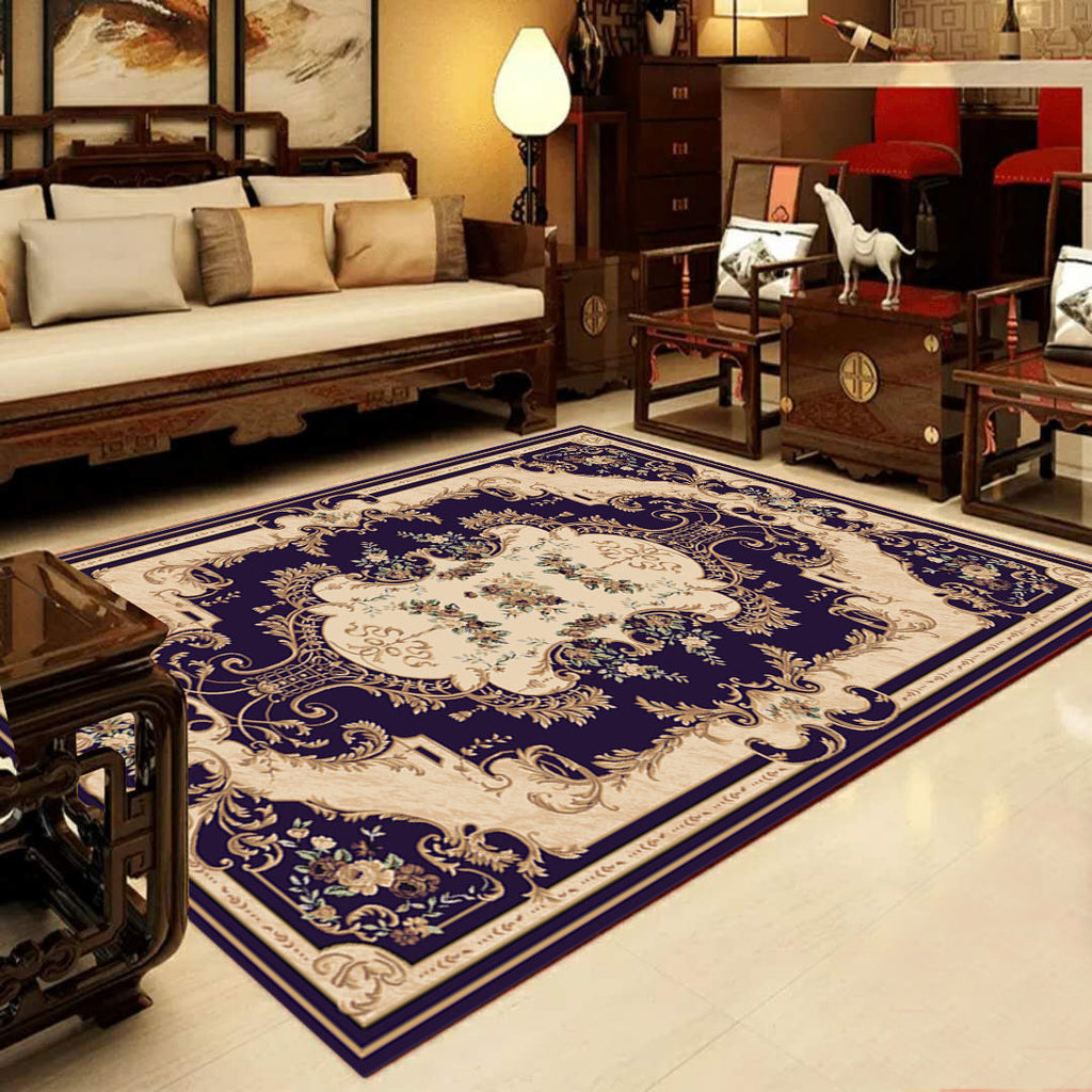 Avtoit | Retro Multicolored Western Rug Synthetic Flower Design Area Rug Non-Slip Washable Rug for Living Room