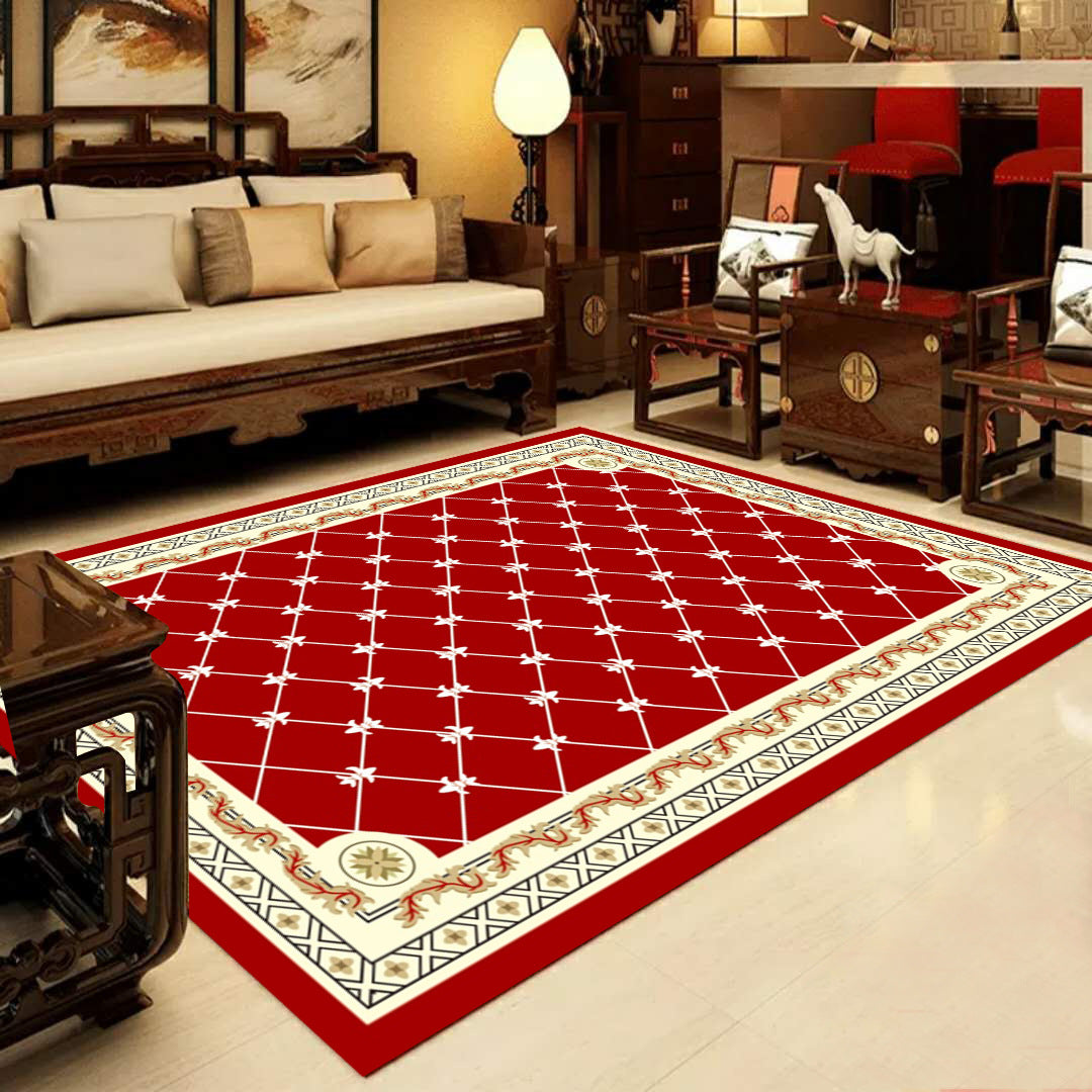 Avtoit | Retro Multicolored Western Rug Synthetic Flower Design Area Rug Non-Slip Washable Rug for Living Room
