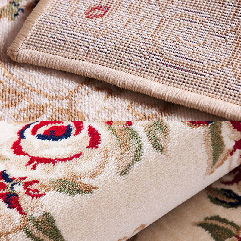 Avtoit | Multicolored Living Room Carpet Olden Floral Pattern Carpet Polyester Easy Care Machine Washable Indoor Carpet