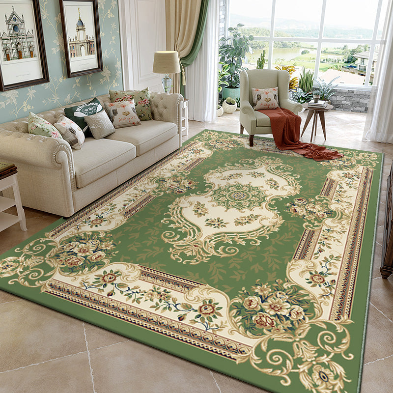 Avtoit | Multicolored Living Room Carpet Olden Floral Pattern Carpet Polyester Easy Care Machine Washable Indoor Carpet