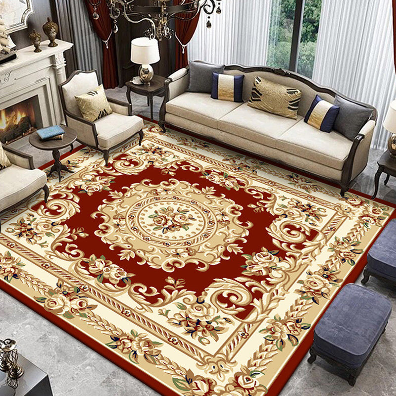 Avtoit | Retro Living Room Rug Multicolor Floral Indoor Rug Polypropylene Pet-Friendly Washable Easy Care Rug