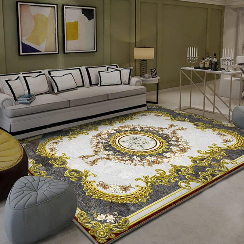 Avtoit | Western Floral Printed Rug Multifunctional Polyester Rug Pet-friendly Non-slip Rug for Living Room