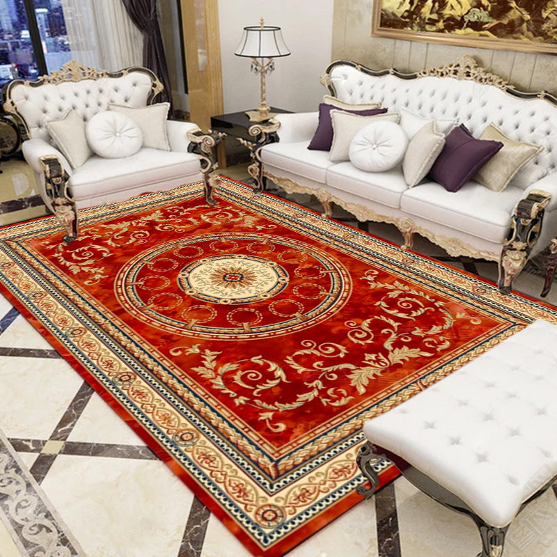 Avtoit | Western Floral Printed Rug Multifunctional Polyester Rug Pet-friendly Non-slip Rug for Living Room