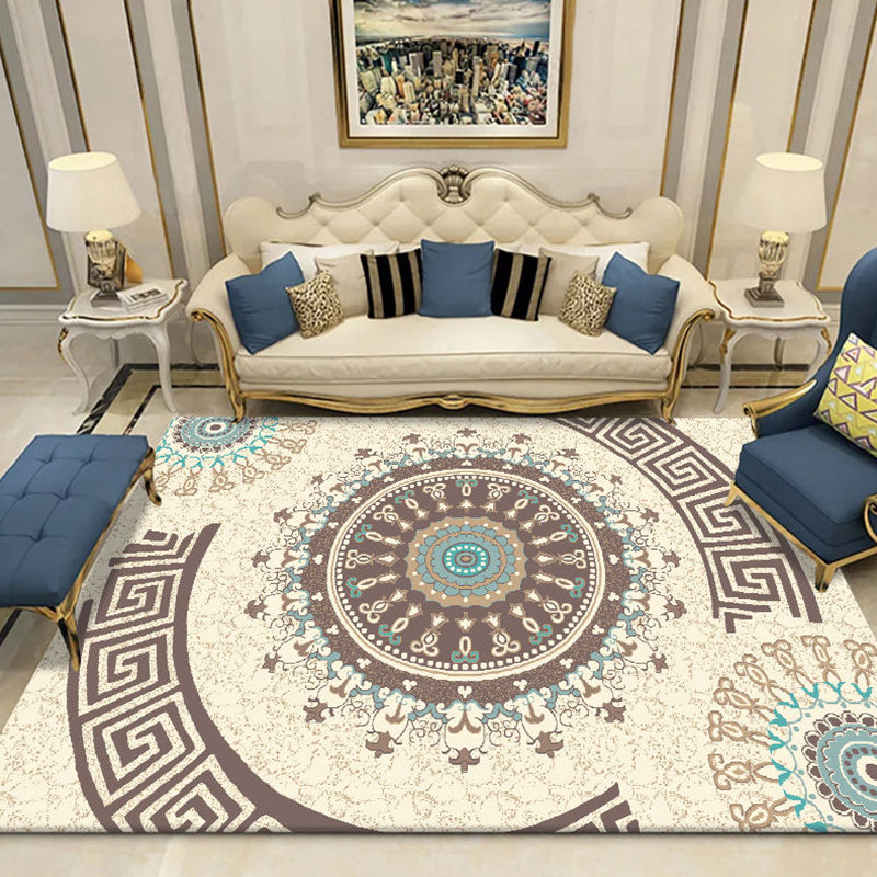 Avtoit | Indian Living Room Rug Multicolored Geometric Pattern Indoor Rug Polyester Pet Friendly Washable Rug