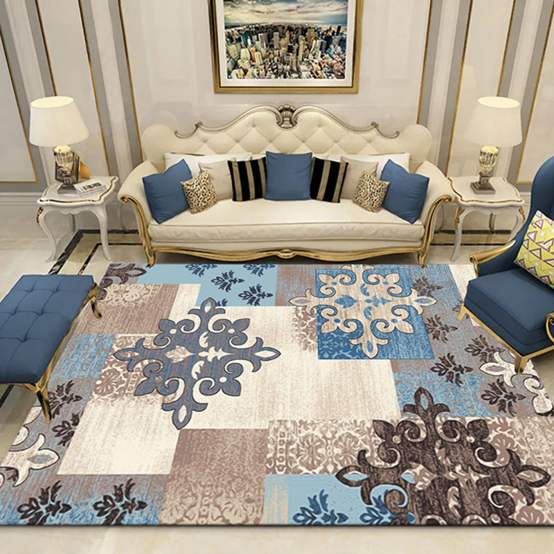 Avtoit | Indian Living Room Rug Multicolored Geometric Pattern Indoor Rug Polyester Pet Friendly Washable Rug
