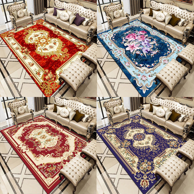 Avtoit | Multicolored living room carpet American floral design carpet synthetic easy-care non-slip carpet