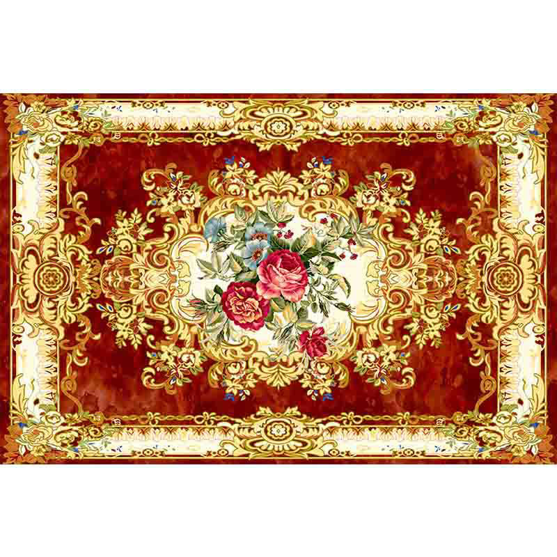 Avtoit | Multicolored living room carpet American floral design carpet synthetic easy-care non-slip carpet