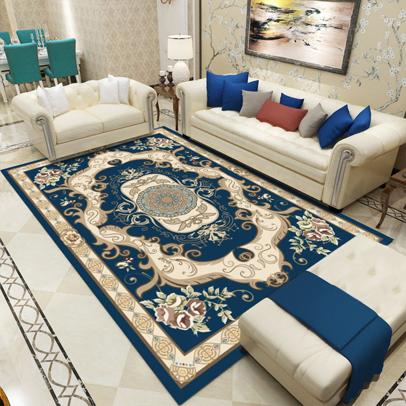 Avtoit | Retro floral pattern rug multicolored synthetic indoor rug easy-care pet-friendly rug for rooms