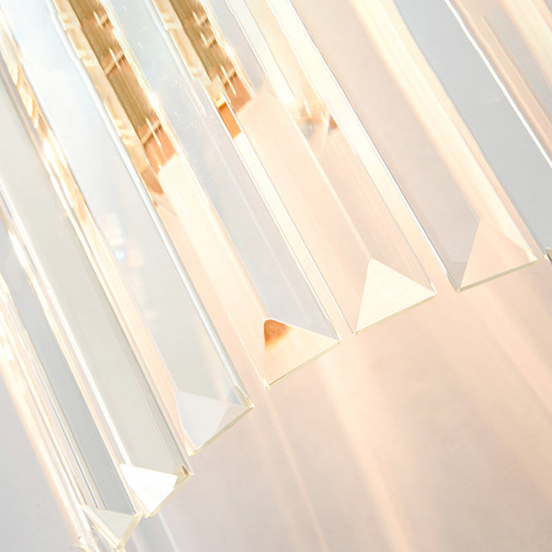 Avtoit | 2 Light Living Room Wall Mounted Lamp Modern Brass Finish Wall Light with Cylindrical Clear Crystal Shade