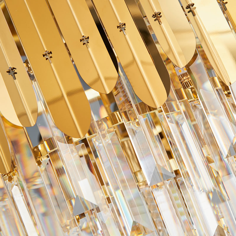 Avtoit | Stacked Wall Light Modernist Metal 1 Light Brass Wall Lamp with Clear Crystal Block for Nightstand