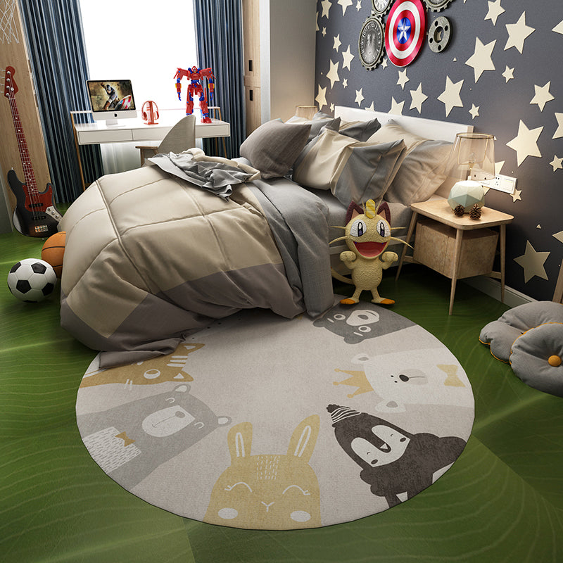 Avtoit | Casual Kids Bedroom Rug Multicolor Cartoon Indoor Rug Polyester Non-Slip Easy Care Area Rug