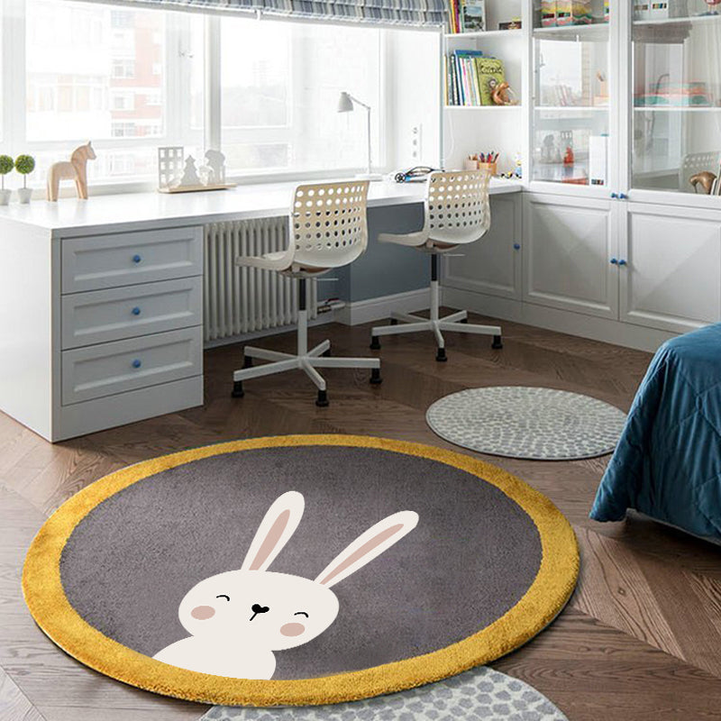 Avtoit | Relaxing Cartoon Print Rug Multi-Color Polyester Rug Non-Slip Machine Washable Easy Care Rug for Kids