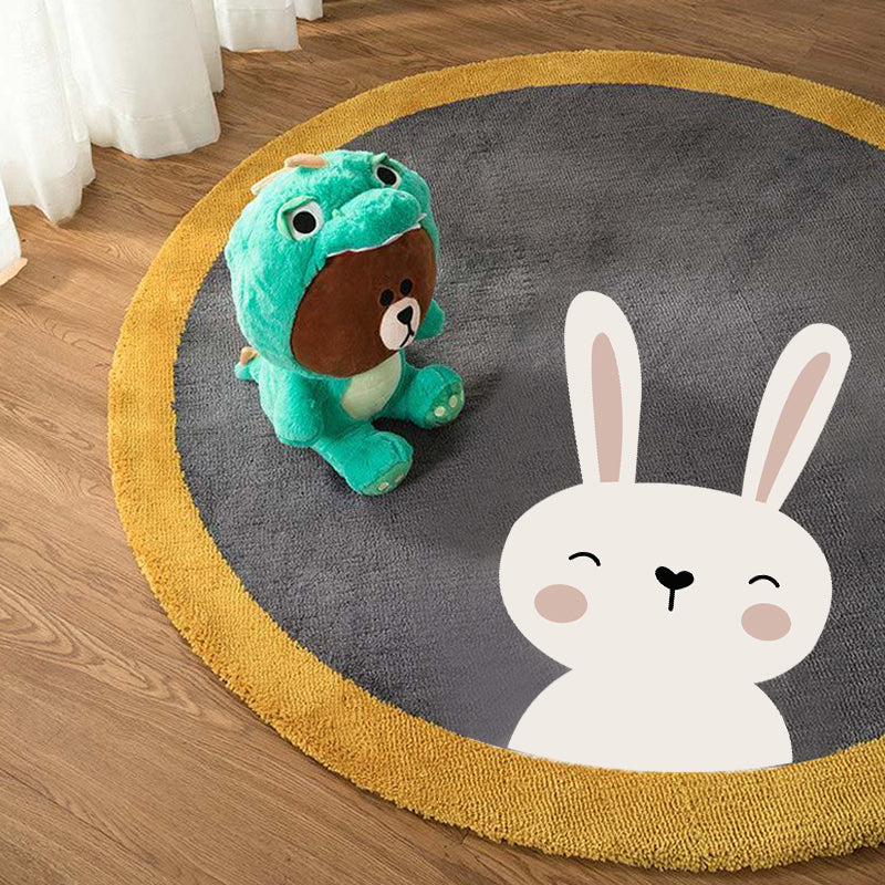 Avtoit | Relaxing Cartoon Print Rug Multi-Color Polyester Rug Non-Slip Machine Washable Easy Care Rug for Kids