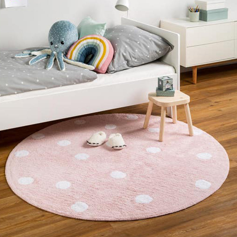 Avtoit | Multicolored simple rug Polyester polka dot print rug pet friendly non-slip backing rug for children's room