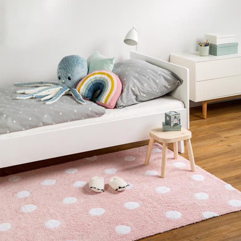 Avtoit | Multicolored simple rug Polyester polka dot print rug pet friendly non-slip backing rug for children's room