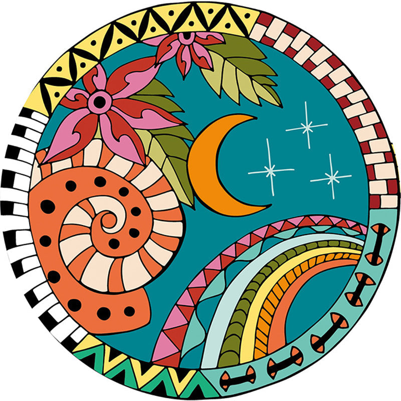 Avtoit | Calming Cartoon Rug Multicolor Cute Area Rug Polypropylene Non-Slip Machine Washable Rug for Kids