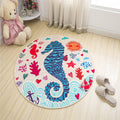 Avtoit | Nordic Kids Bedroom Rug Multicolored Cartoon Print Rug Polyester Non-Slip Back Machine Washable Rug
