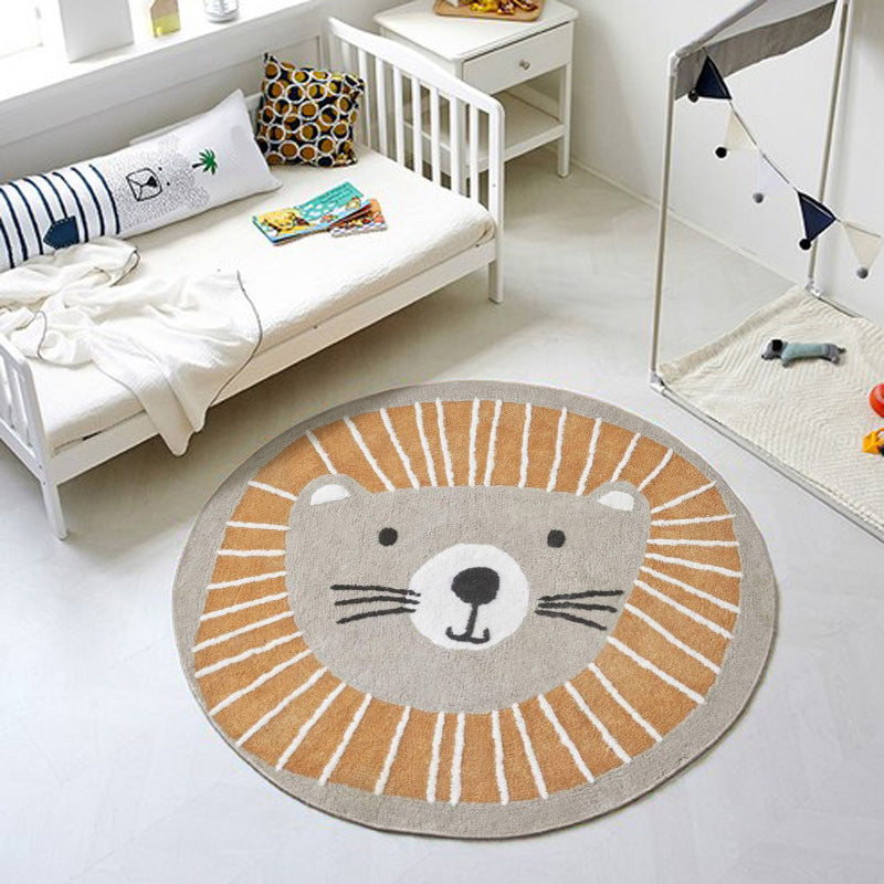 Avtoit | Classic Children's Room Rug Multicolored Cartoon Print Rug Polypropylene Washable Non-Slip Backing Rug