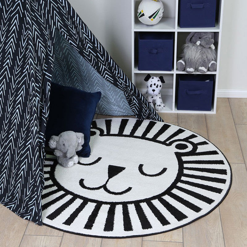 Avtoit | Classic Children's Room Rug Multicolored Cartoon Print Rug Polypropylene Washable Non-Slip Backing Rug