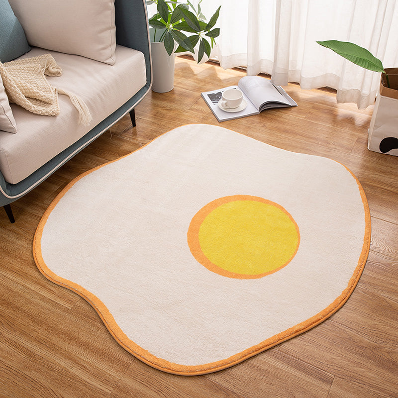 Avtoit | New Item Shape Egg Print Rug Yellow Funky Indoor Rug Polypropylene Pet-Friendly Easy-Care Rug for Decor