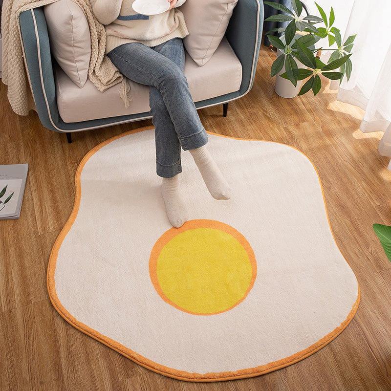 Avtoit | New Item Shape Egg Print Rug Yellow Funky Indoor Rug Polypropylene Pet-Friendly Easy-Care Rug for Decor