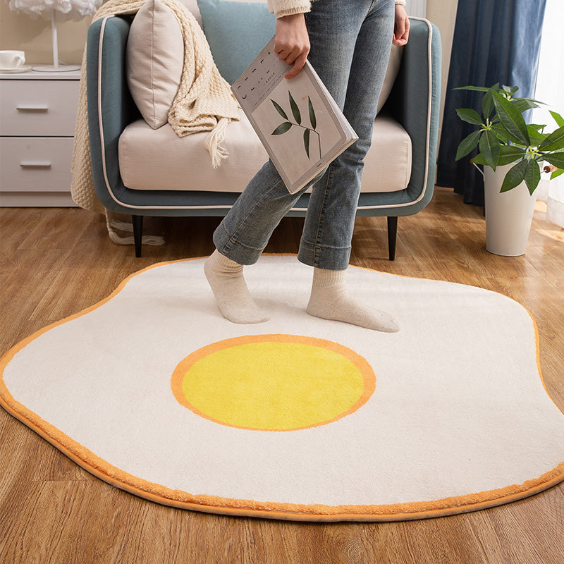 Avtoit | New Item Shape Egg Print Rug Yellow Funky Indoor Rug Polypropylene Pet-Friendly Easy-Care Rug for Decor