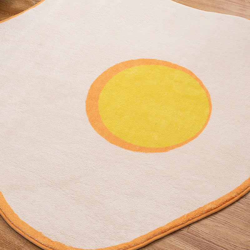 Avtoit | New Item Shape Egg Print Rug Yellow Funky Indoor Rug Polypropylene Pet-Friendly Easy-Care Rug for Decor