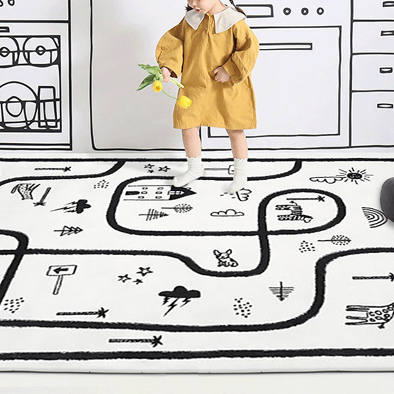Avtoit | Unique Children's Room Carpet Multicolored Plant Print Carpet Polyester Non-slip Pet-friendly Stain-resistant Carpet