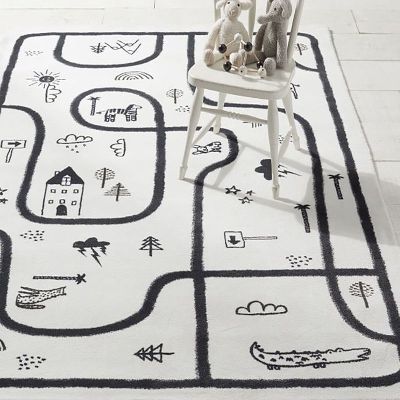 Avtoit | Unique Children's Room Carpet Multicolored Plant Print Carpet Polyester Non-slip Pet-friendly Stain-resistant Carpet