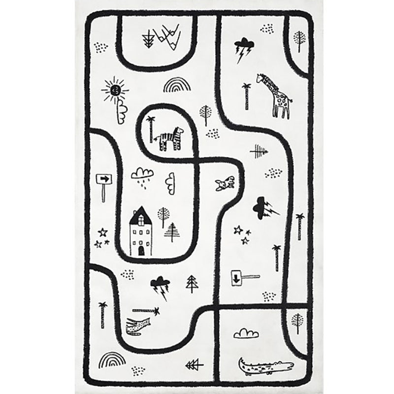 Avtoit | Unique Children's Room Carpet Multicolored Plant Print Carpet Polyester Non-slip Pet-friendly Stain-resistant Carpet