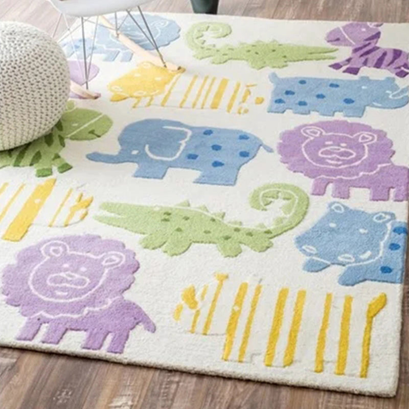 Avtoit | Funky Kids Bedroom Rug Multicolor Cartoon Area Rug Polyester Pet-Friendly Machine Washable Rug
