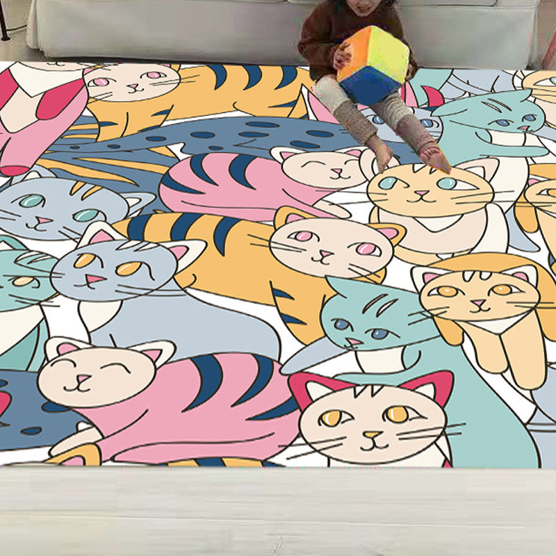 Avtoit | Funny Children's Room Carpet Multicolored Cartoon Print Carpet Synthetic Non-Slip Back Easy Care Carpet
