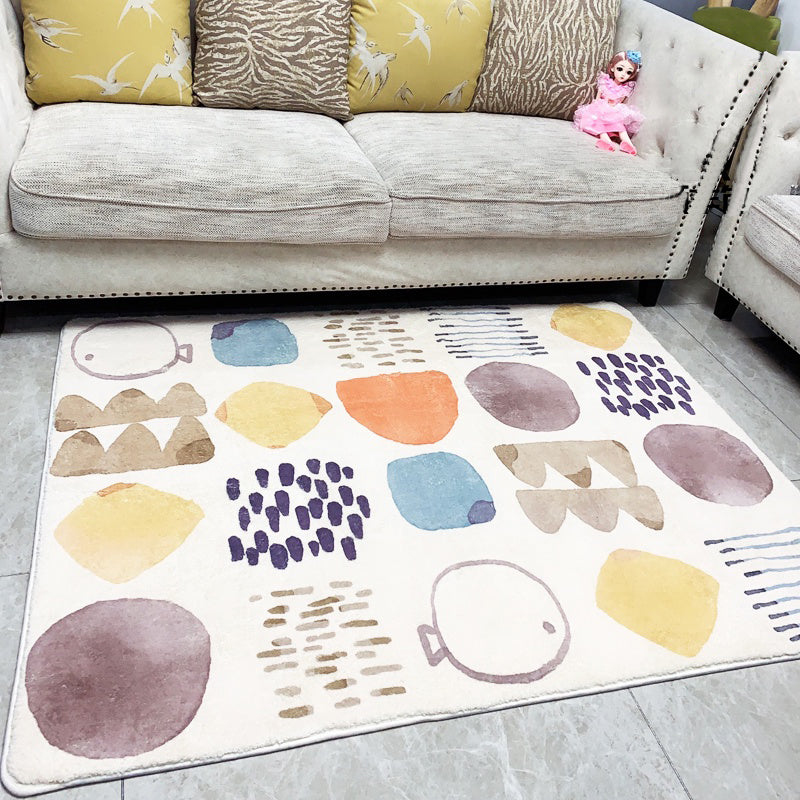 Avtoit | Lovelij Kids Room Rug Multi Color Cartoon Pattern Rug Polyester Non-Slip Stain Resistant Rug
