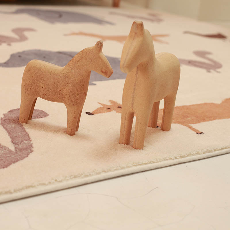 Avtoit | Lovelij Kids Room Rug Multi Color Cartoon Pattern Rug Polyester Non-Slip Stain Resistant Rug