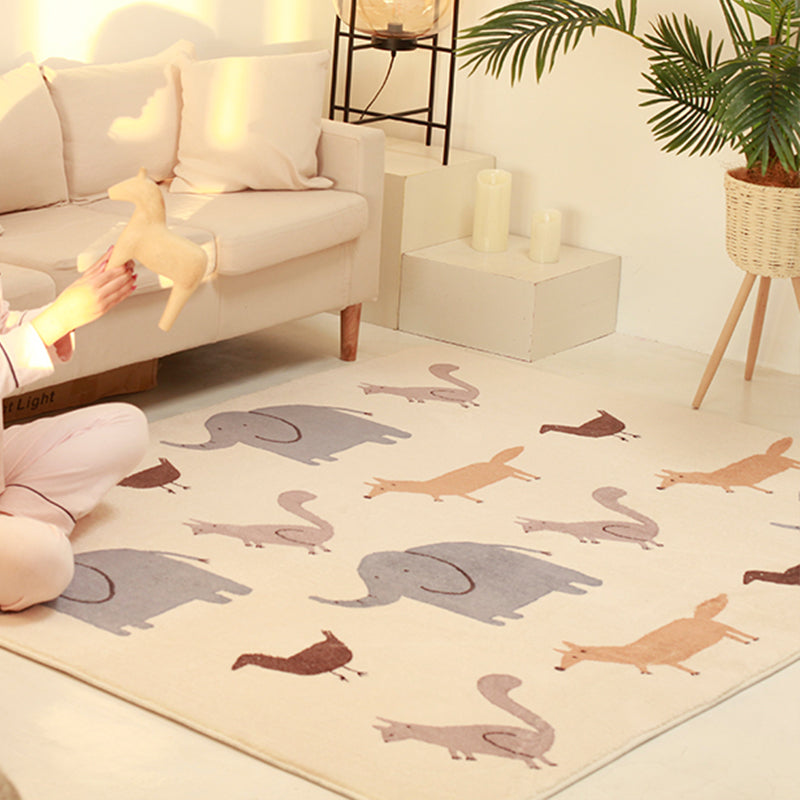 Avtoit | Lovelij Kids Room Rug Multi Color Cartoon Pattern Rug Polyester Non-Slip Stain Resistant Rug