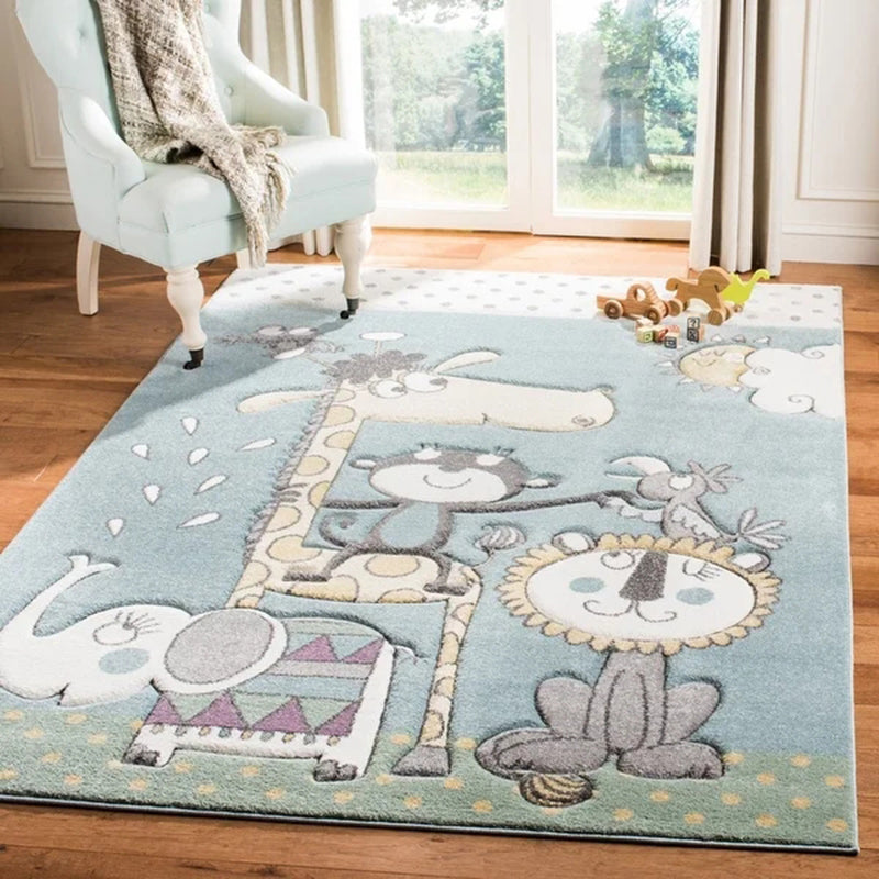 Avtoit | Lovely Children's Room Carpet Multicolor Cartoon Printed Carpet Polyester Pet-Friendly Machine Washable Indoor Carpet