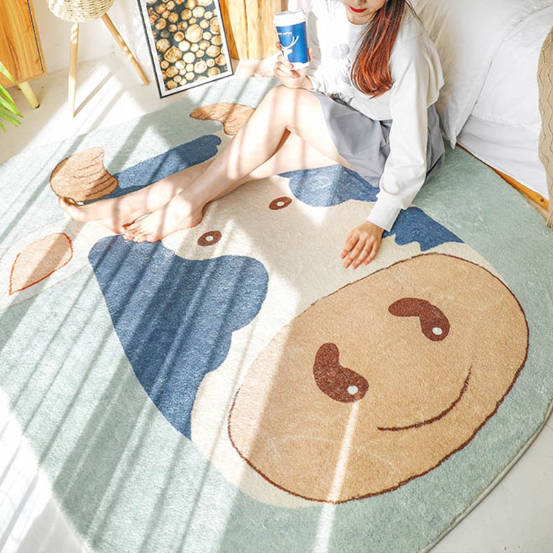 Avtoit | Natural Bedroom Rug Multicolored Cartoon Print Rug Polypropylene Non-Slip Machine Washable Rug