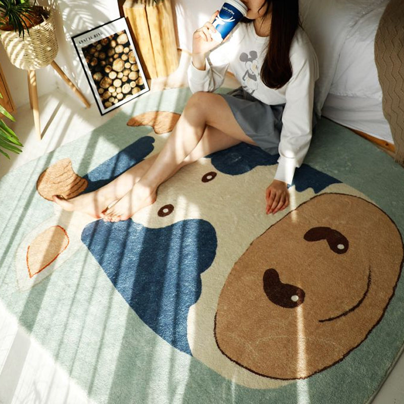 Avtoit | Natural Bedroom Rug Multicolored Cartoon Print Rug Polypropylene Non-Slip Machine Washable Rug