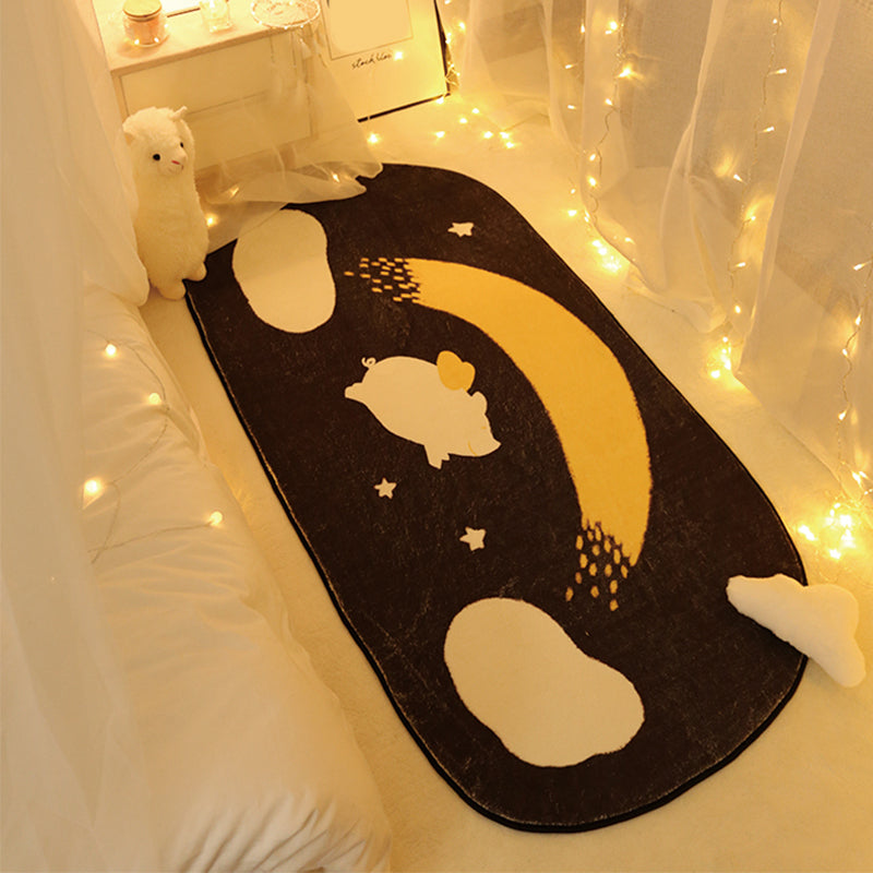 Avtoit | Unique Bedroom Rug Multicolored Space Print Rug Polyester Non-Slip Pet-Friendly Rug