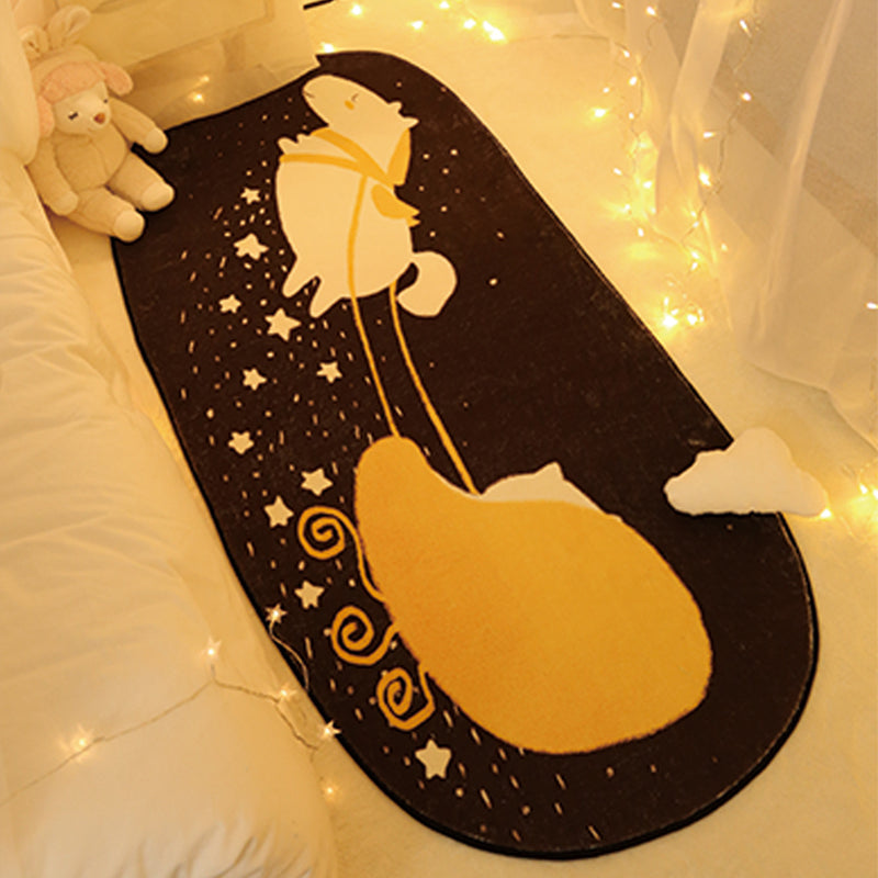 Avtoit | Unique Bedroom Rug Multicolored Space Print Rug Polyester Non-Slip Pet-Friendly Rug