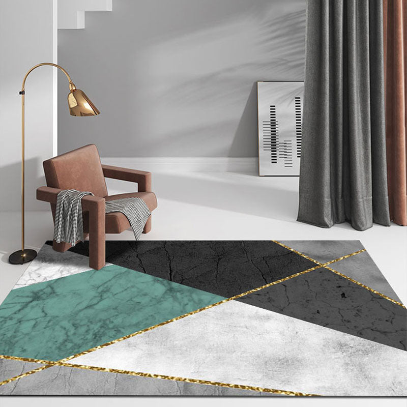 Avtoit | Contemporary geometric printed carpet Multicolored polypropylene carpet Non-slip backing Machine washable carpet for the living room