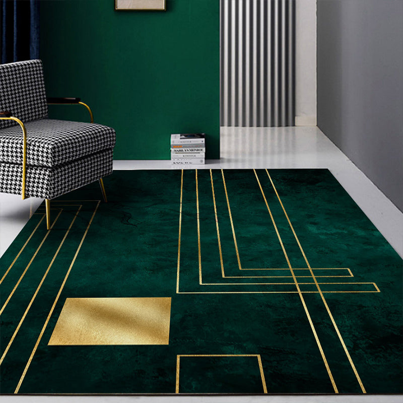 Avtoit | Simple Geometric Print Rug Multi Colored Synthetic Non-Slip Machine Washable Area Rug for Living Room